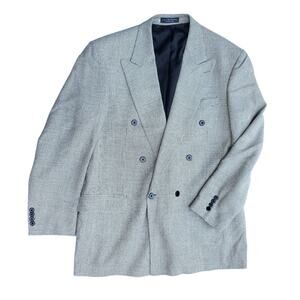 Bachrach Black White Silk Blazer Jacket Sport Coat Double Breasted 50x32 46L ?